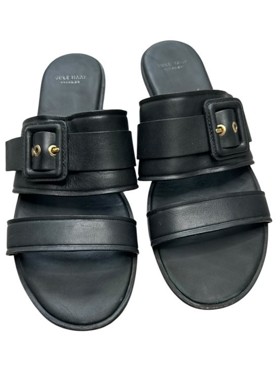 Cole Haan Shoes - Cole Haan Amavia Black Leather Flat Sandals Slides Buckle Strap Women’s 8B